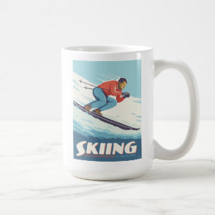 Skiing glaubt Retro Print Kaffeetasse