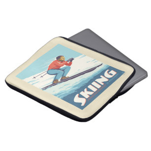 Skiing glaubt Retro Print Laptopschutzhülle