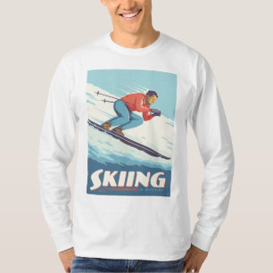Skiing glaubt Retro Print T-Shirt