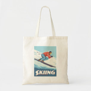 Skiing glaubt Retro Print Tragetasche