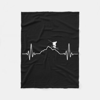 Skiing Heartbeat Ski Gift For Skiers _2  Fleecedecke