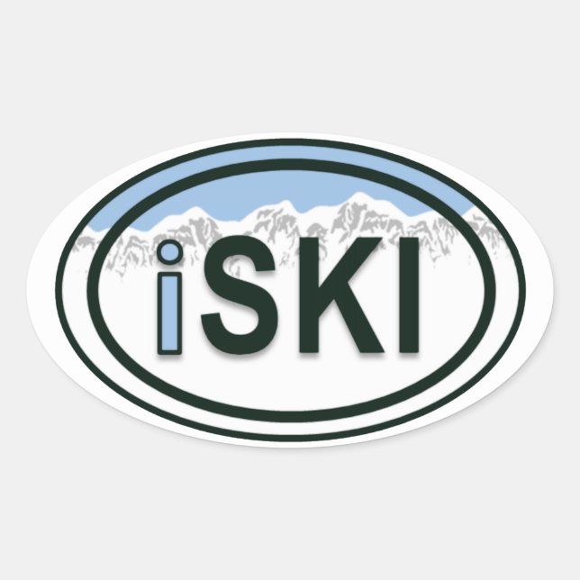 Skiing iSKI Oval Mountain Aufkleber (Vorderseite)