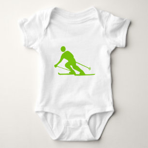 Skiing - Martian Green Baby Strampler