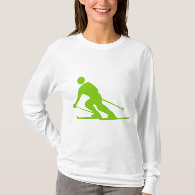 Skiing - Martian Green T-Shirt (Vorderseite)
