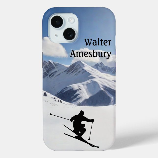 Skiing Mountain Scene personalize  Case-Mate iPhone Hülle (Rückseite)