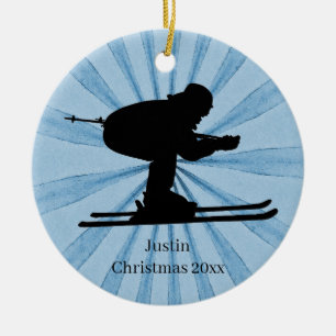 Skiing Name Keramik Ornament