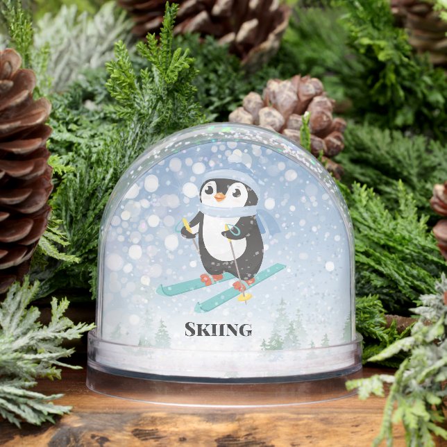 Skiing Penguin Sport Design Snow Globe Schneekugeln (Winter)