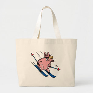 skiing pig jumbo stoffbeutel