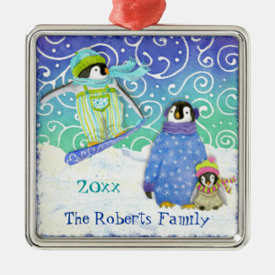 Skiing Pinguin Familie Weihnachtsschmuck