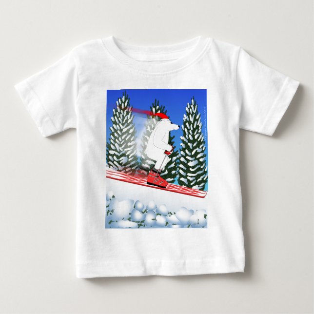 Skiing Polar Bear Baby T-shirt (Vorderseite)