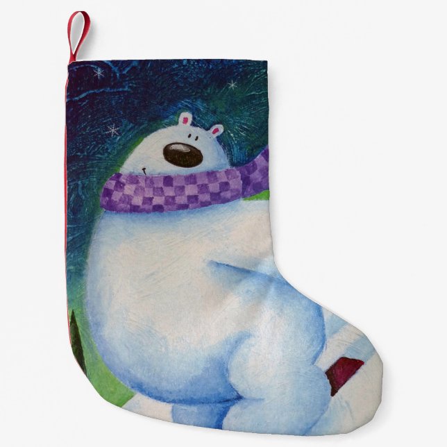 Skiing Polar Bear Kleiner Weihnachtsstrumpf (Vorderseite)
