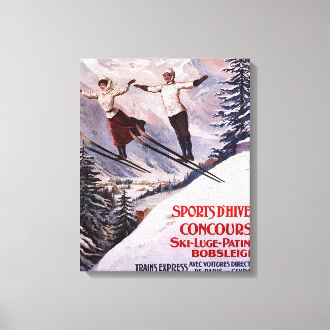Skiing Promotionplakat Leinwanddruck (Vorderseite)