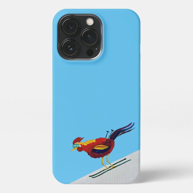 Skiing Rooster iPhone Case Hülle (Rückseite)