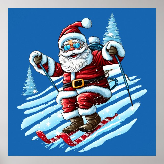 Skiing Santa Poster (Vorne)