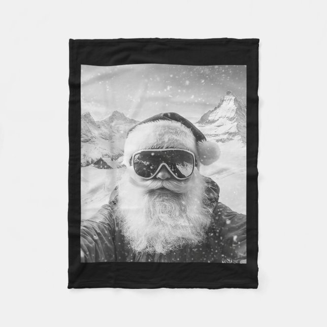 Skiing Santa Selfie Christmas  Fleecedecke (Vorderseite)