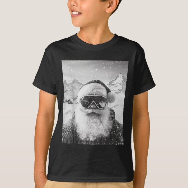 Skiing Santa Selfie Christmas  T-Shirt (Vorderseite)