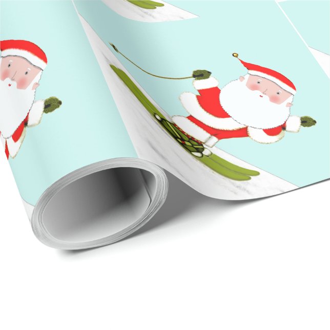 Skiing Santa Skier Geschenk Geschenkpapier (Rolleneckpunkt)