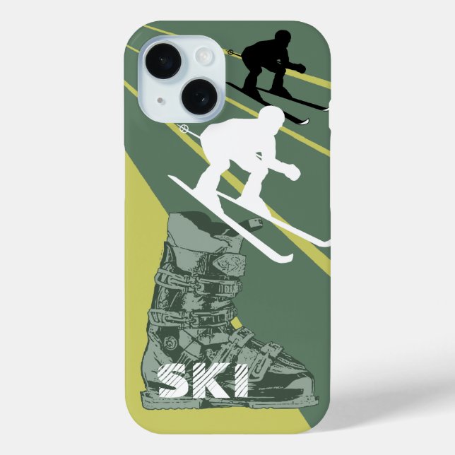 Skiing Ski Boot Army Green iPhone Case (Rückseite)