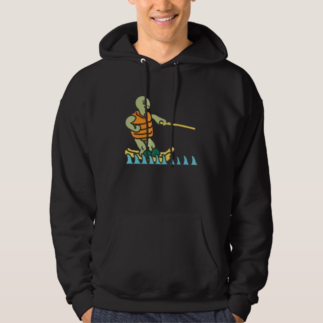 Skiing Turtle Tortoise Skier Summer Sport Waterski Hoodie (Vorderseite)