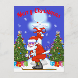 Skiing Weihnachten Postkarte