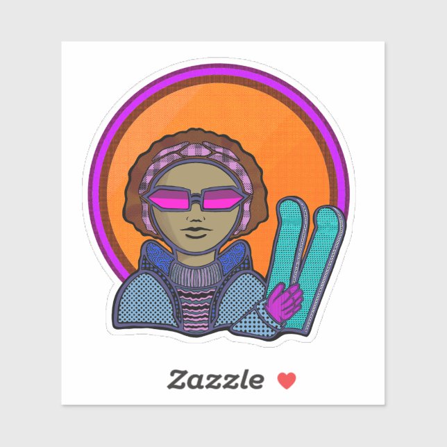 Skiing winter aufkleber (Blatt)