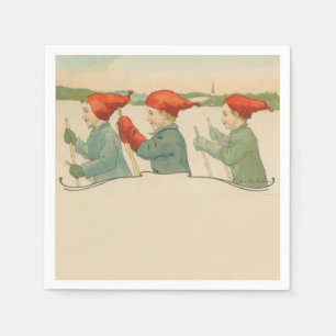 Skijungs, alte Skandinavier, Weihnachten Serviette