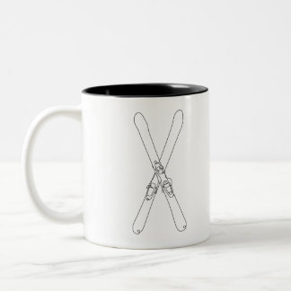 Skikreuz-Skifahrer-Tasse mit Linienkunst Zweifarbige Tasse