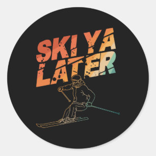 Skikunst für Männer Frauen Snowboard Skifahren Win Runder Aufkleber