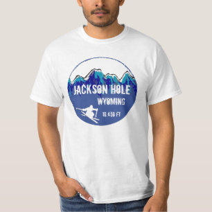 Skikunst-Wertt-stück Jackson Hole Wyoming blaues T-Shirt