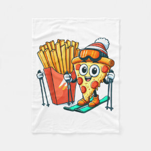 Skikurs für Kinder Pizza Pommes Fahren Fleecedecke