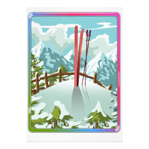 Skilandschaft Cartoon Fotodruck