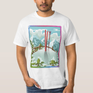 Skilandschaft Cartoon T-Shirt