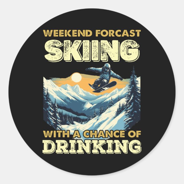 Skilanglauf Snow Fan Snowboarden Skiberg Runder Aufkleber (Vorderseite)