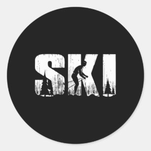Skilanglauf Vintage Wintersport für Runder Aufkleber