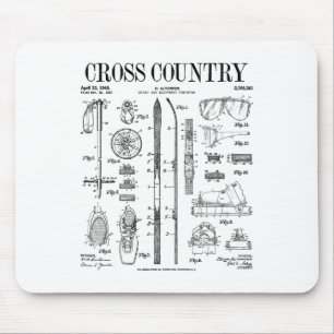 Skilanglauf Vintages Patent Ski Ski Ski Mousepad