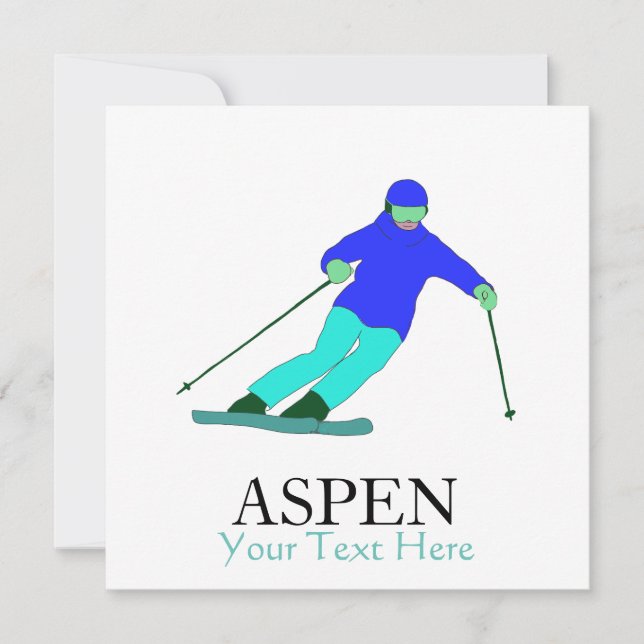 Skilaufen Ski Party Aspen Custom Text Karte (Vorderseite)