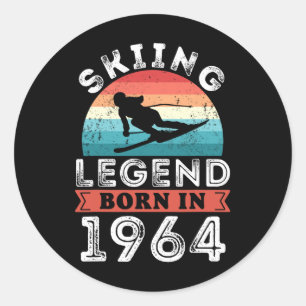 Skilegende Mädchen, geboren 1964, 60. Geburtstagsg Runder Aufkleber