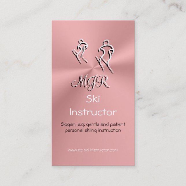 Skilehrer mit stylisiertem Logo Visitenkarte (Vorderseite)