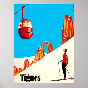 Skilift in Tignes, Frankreich Poster