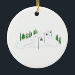 Skilift Keramik Ornament<br><div class="desc">Skifahrer auf einem Sessellift für den Wintersportler.</div>
