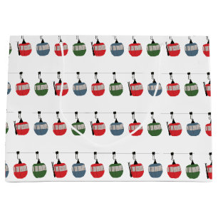 Skilift Retro-Illustration Große Geschenktüte