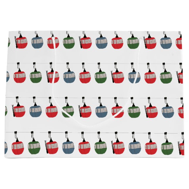 Skilift Retro-Illustration Große Geschenktüte (Vorderseite)