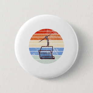 Skilift Retro Vintager Design Skier Button