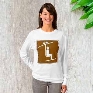 Skilift-Symbol Rustikale Wintersport-Ikone T-Shirt