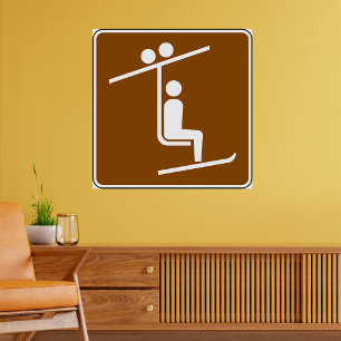 Skilift-Symbol Rustikales Wintersport-Icon Poster