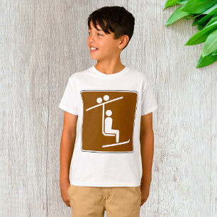 Skilift-Symbol Rustikales Wintersport-Icon T-Shirt