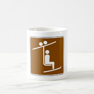 Skilift-Symbol Rustikales Wintersport-Ikon Kaffeetasse
