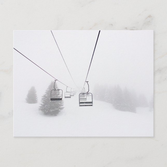 Skilifte in Blizzard Postkarte. Postkarte (Vorderseite)