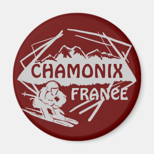 Skilogo-Kunstmagnet Chamonix Frankreich roter Magnet