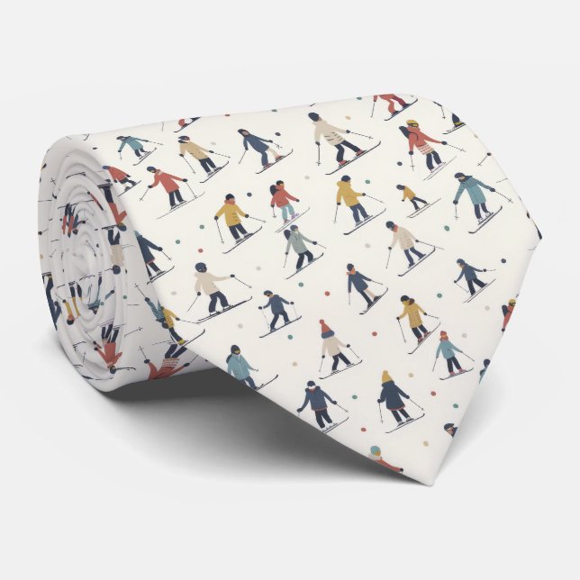 Skimuster - Wintersport Neck Tie Krawatte (Gerollt)